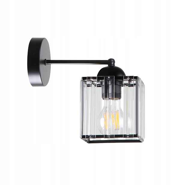Candellux Glassia nástěnné svítidlo černé 1xE27 IP20 křišťály
