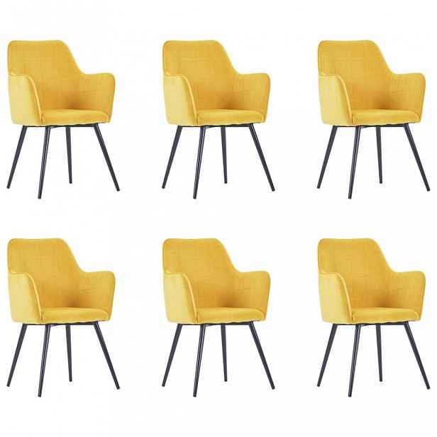 Jídelní židle 6 ks samet / ocel Žlutá