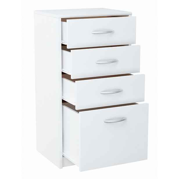 Komoda skříňka 45 cm 4S Bílá 4 zásuvky regál Rob