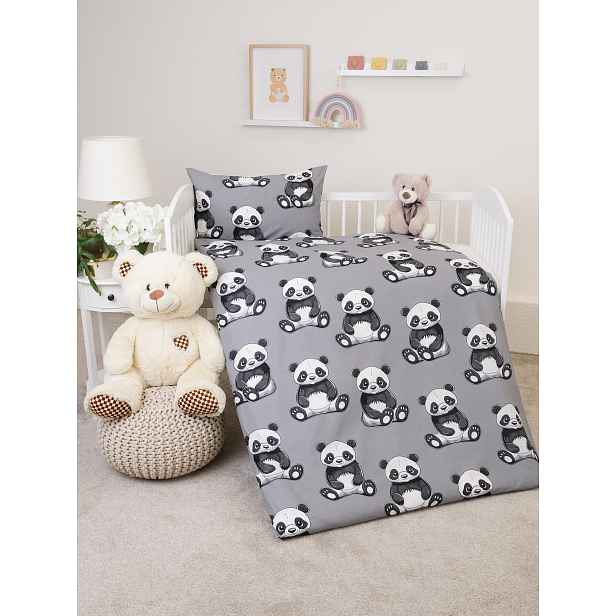 MKLuzkoviny.cz Bavlněné povlečení Renforcé do postýlky - Panda- 100 × 135 cm - 40 x 60 cm