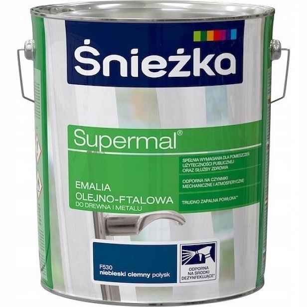 Śnieżka Supermal Olejovo-ftalový smalt Modrý Tmavý Lesk 10L