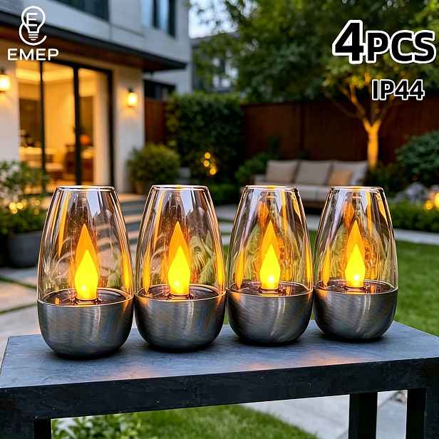 TEMU 2/4/6 ks solárních svíčkových lamp, teplé světlo s velkým plamenem, solární nabíjení, dekorativní dekorace, ozdoby, romantické ambientní
