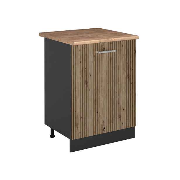 Vicco SPODNÍ SKŘÍŇKA KUCHYŇSKÉ LINKY R-Line, Řemeslný dub/Antracit, 60 cm s 1 dveřmi pracovná doska Dub Goldkraft