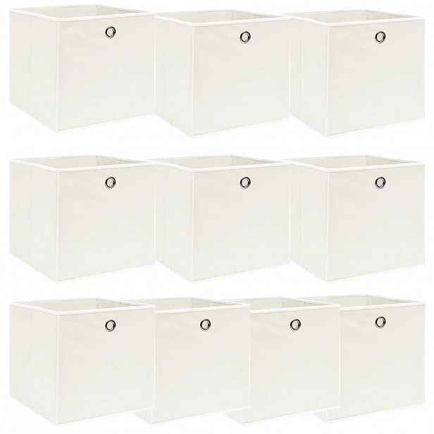 vidaXL Úložné boxy 10 ks bílé 32 x 32 x 32 cm textil