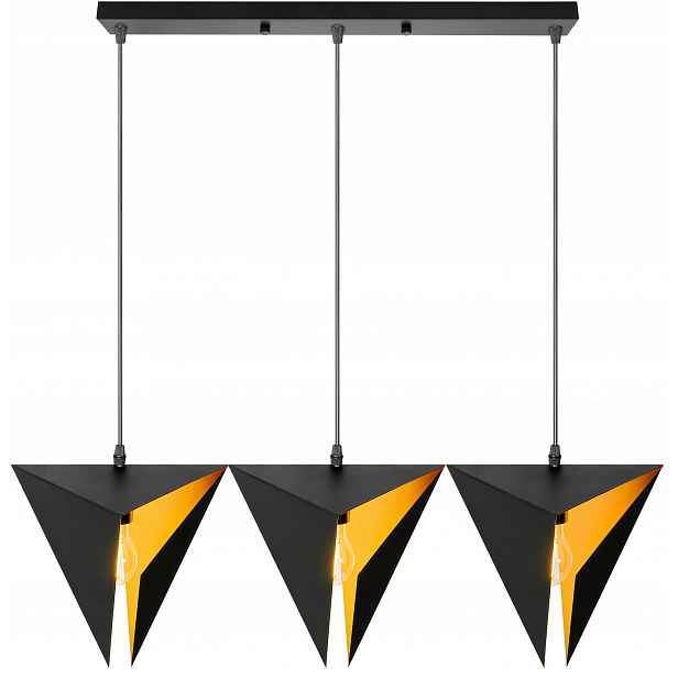 Závěsná Lampa Geometrická Trojúhelníková, Trojitá, Loftová