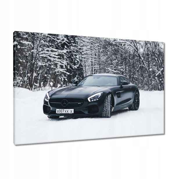 Obrazy 90x60 Černý Mercedes Zima
