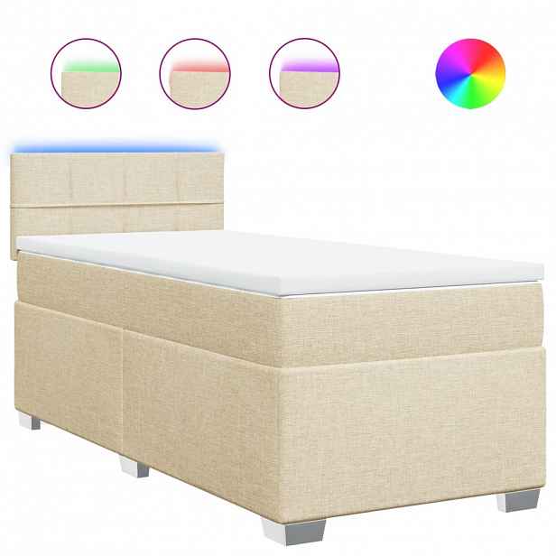 vidaXL Box spring postel s matrací krémová 100 x 200 cm textil