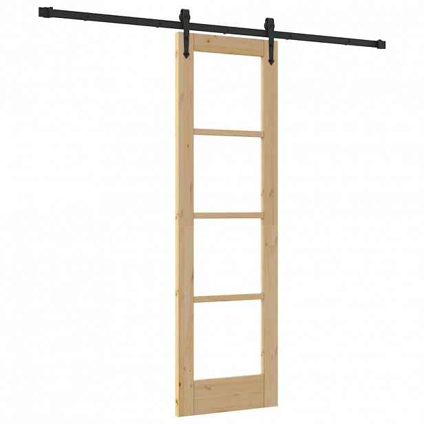 vidaXL Posuvné dveře ORKDAL 61 x 198,5 cm Masivní borové dřevo a sklo