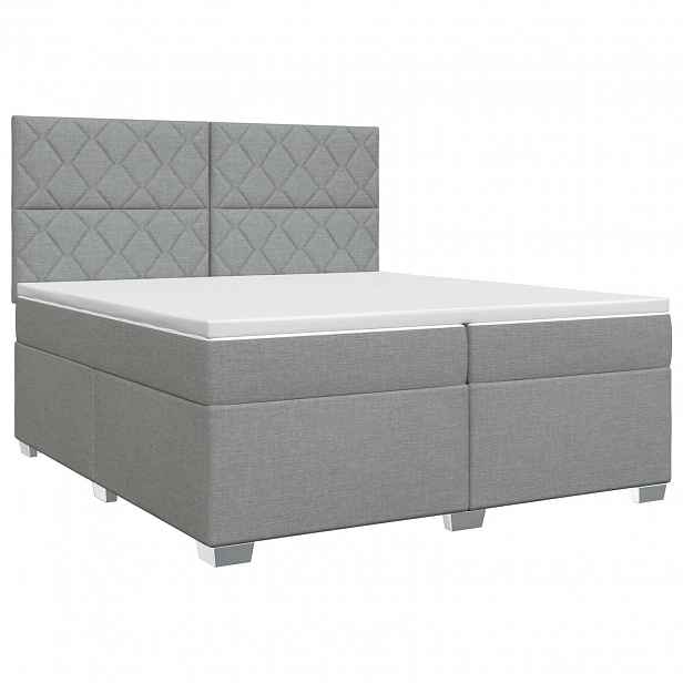 vidaXL Postel boxspring s matrací Světle šedá 200 x 200 cm Textil