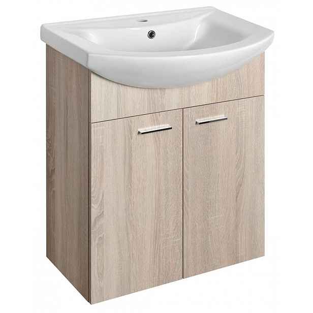 Aqualine Zoja - Umyvadlová skříňka 62x74x33 cm, dub platin, 2x dvířka 51163