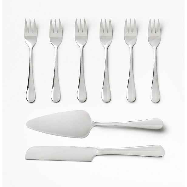 Bílé/ve stříbrné barvě nerezové dezertní vidličky v sadě The Essentials Cake Tools – Printworks