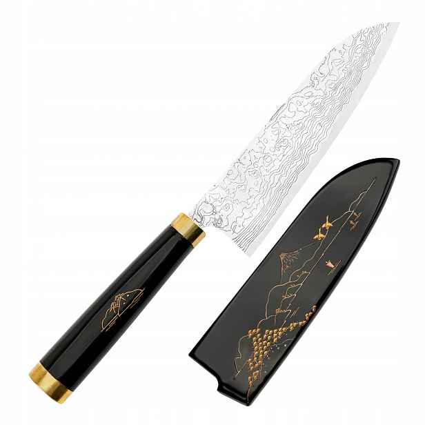 Takeshi Saji Art Fuji Unique Kuty R-2 Japonský Nůž Santoku 18 cm a Saya