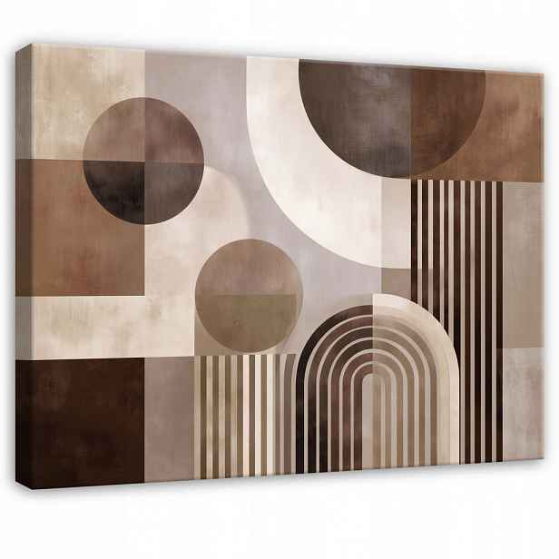 Wallarena OBRAZ na plátně Abstraktní geometrický hnědý 60x40 cm