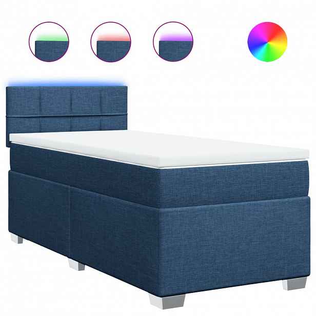 vidaXL Box spring postel s matrací modrá 100 x 200 cm textil