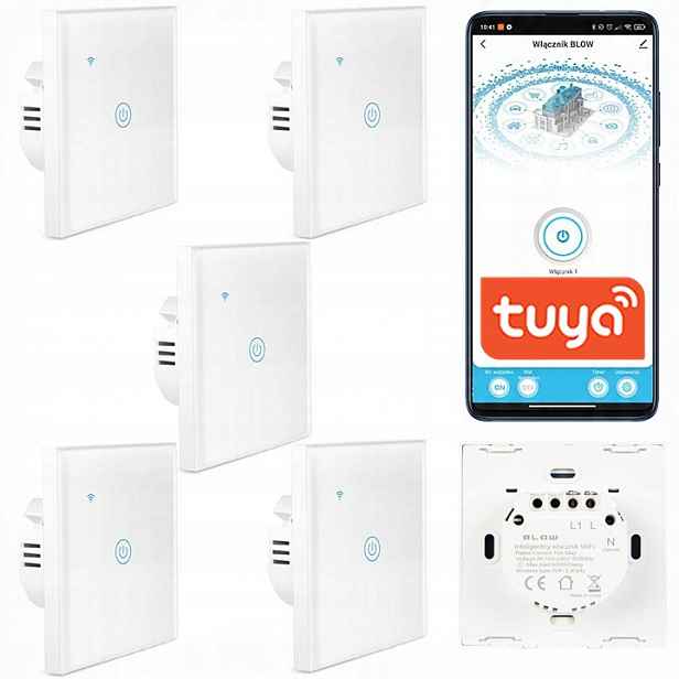5x Dotykový Skleněný Spínač Světla FI60 Led Bílý WiFi Tuya Smart Home