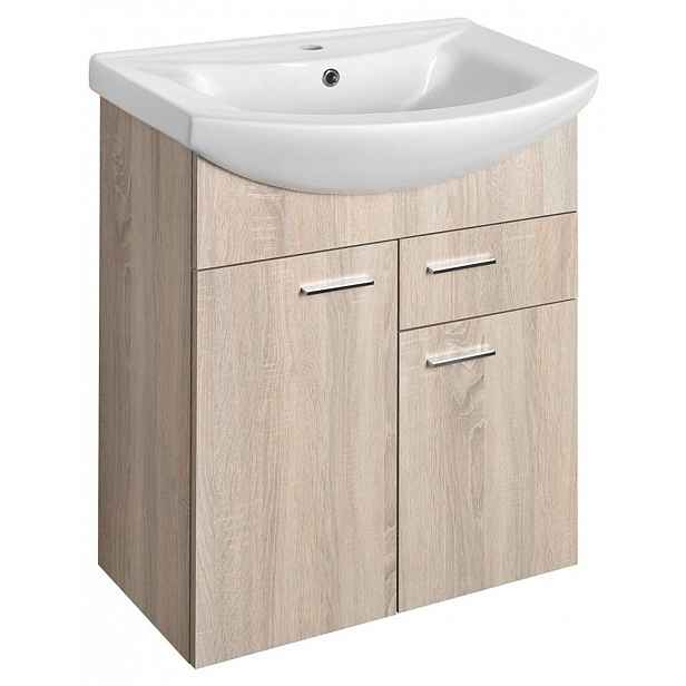 Aqualine Zoja - Umyvadlová skříňka 62x74x32 cm, 2x dvířka, 1x zásuvka, dub platin 51165
