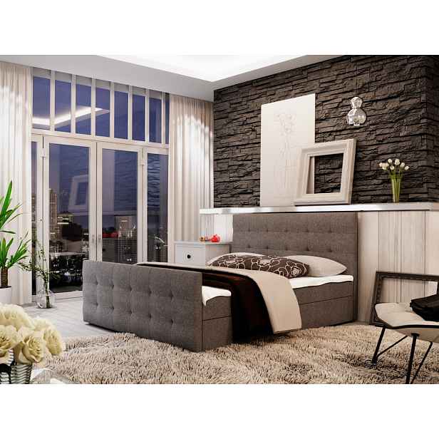 Boxspringová manželská postel VASILISA 2 - 200x200, šedá