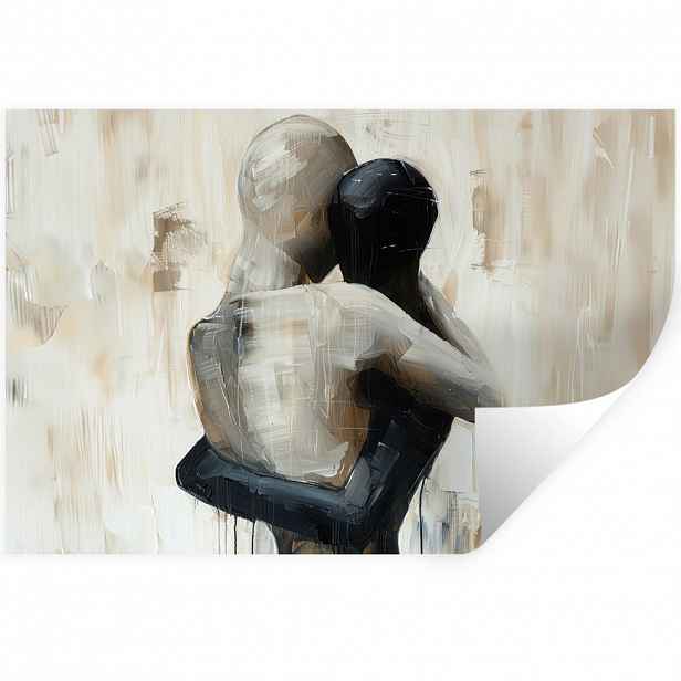 MuchoWow SAMOLEPKA NA ZEĎ Abstraktní - Láska - Černobílé - Moderní 60x40 cm