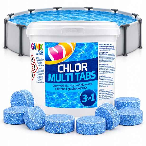 Pomalu Rozpustné Chlorové Tablety 3KG 200G 15X200G Multi 3V1 Bazén