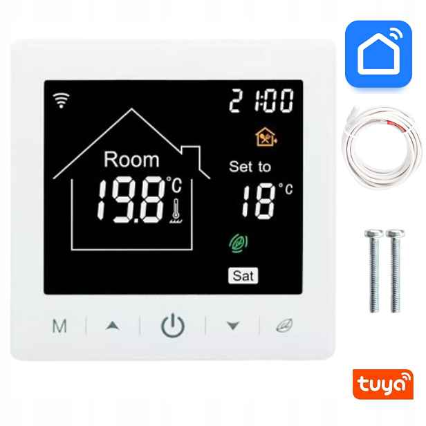 Termostat Pro Podlahové Vytápění Topné Rohože Wifi Tuya LCD 16A Smart
