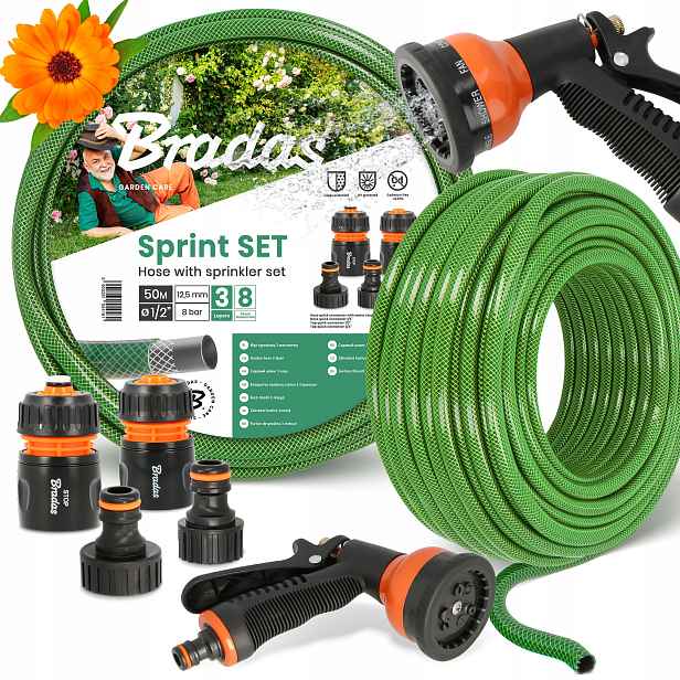 Zahradní Hadice 1/2 Vody Svinovací Elastická 50 m Hadice Zalévání 3-VRSTV Yo