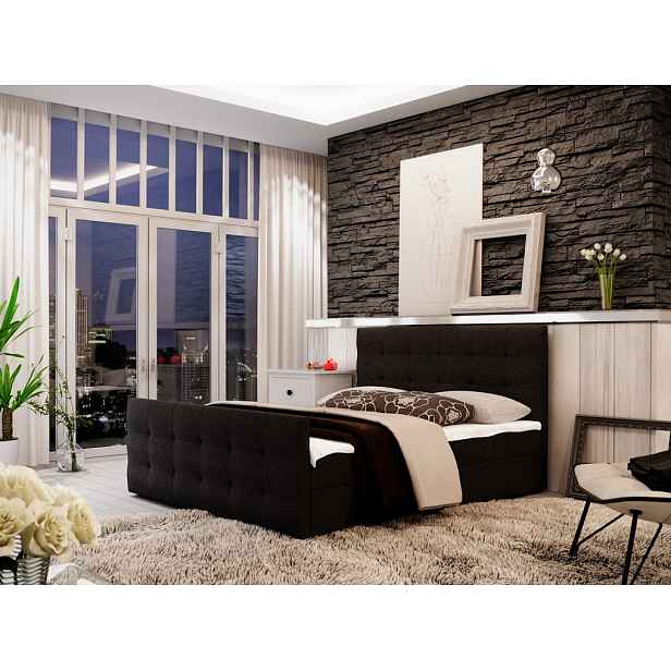 Boxspringová manželská postel VASILISA 2 - 200x200, antracitová