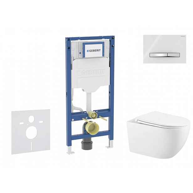 Geberit Duofix - Set předstěnové instalace, klozetu Gaia a sedátka softclose, tlačítko Sigma50, chrom/alpská bílá SANI11CA3141B