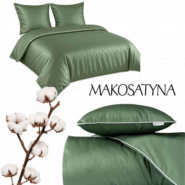 Povlečení Pure z bavlněného makosatinu 160x200 Zelená Premium