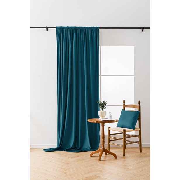 Tyrkysový zatemňovací závěs VELVET 135x250 cm Zavěšení: Kovové kroužky
