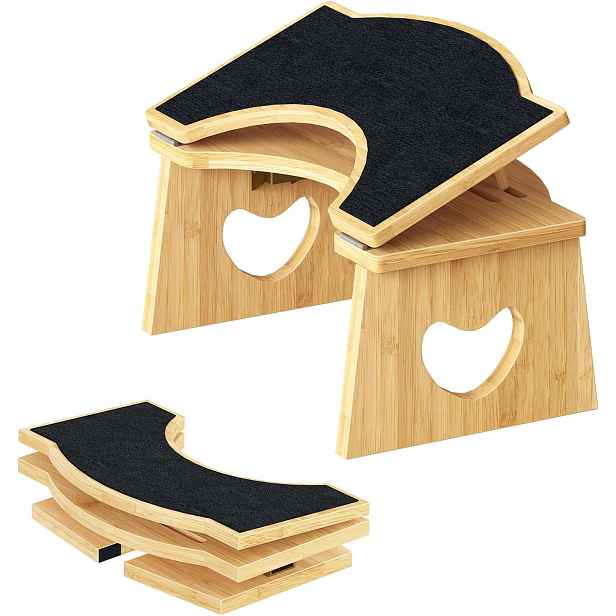 VASAGLE Bambusová skládací stolička na toaletu Heart 37,5 cm hnědá