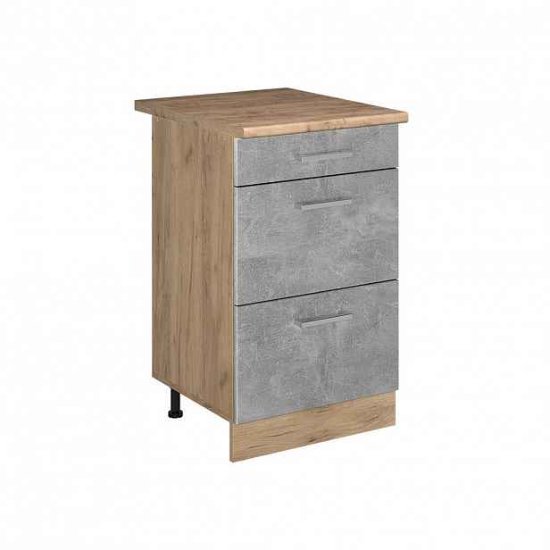 Vicco SPODNÍ SKŘÍŇKA KUCHYŇSKÉ LINKY R-Line, Beton/Zlatý mocný dub, 50 cm pracovná doska Dub Goldkraft
