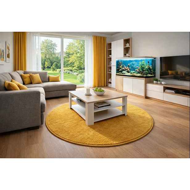 Kusový koberec Eton Exklusive žlutý kruh, 67x67 (průměr) kruh, žlutá, obývací pokoj, Vopi