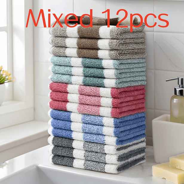 TEMU 12 ks Ručníků na obličej Luxusní Sada Měkkých Utěrek - Super Absorpční Rychleschnoucí Ručníky - Multifunkční 11.8 X 11.8 Palců Domácí Koupelna A