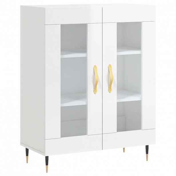 vidaXL Příborník bílý s vysokým leskem 69,5x34x90 cm kompozitní dřevo