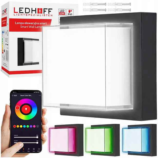 Led fasádní zahradní nástěnné svítidlo pro dům, bílé, 3000-6500K, Rgb, 16 barev