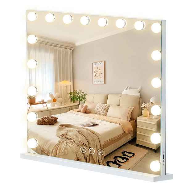 VANITII KOSMETICKÉ zrcadlo s LED osvětlením, bílá barva, 80/58 cm