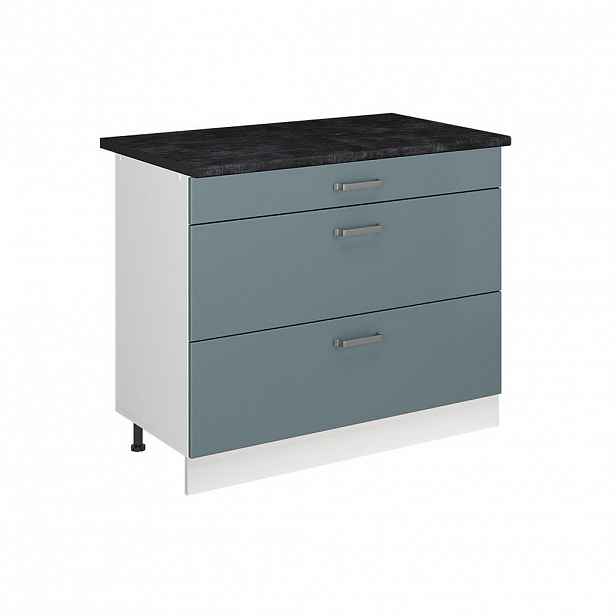 Vicco SPODNÍ SKŘÍŇKA KUCHYŇSKÉ LINKY R-Line, Modrošedá/Bílá, 100 cm pracovná doska antracitová