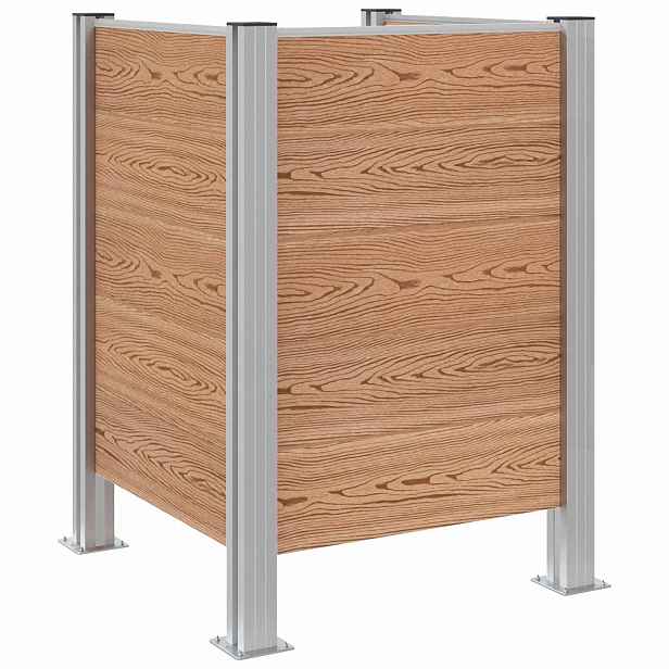vidaXL Plot pro popelnice Hnědá 85 x 85 x 115 cm Hliník a WPC