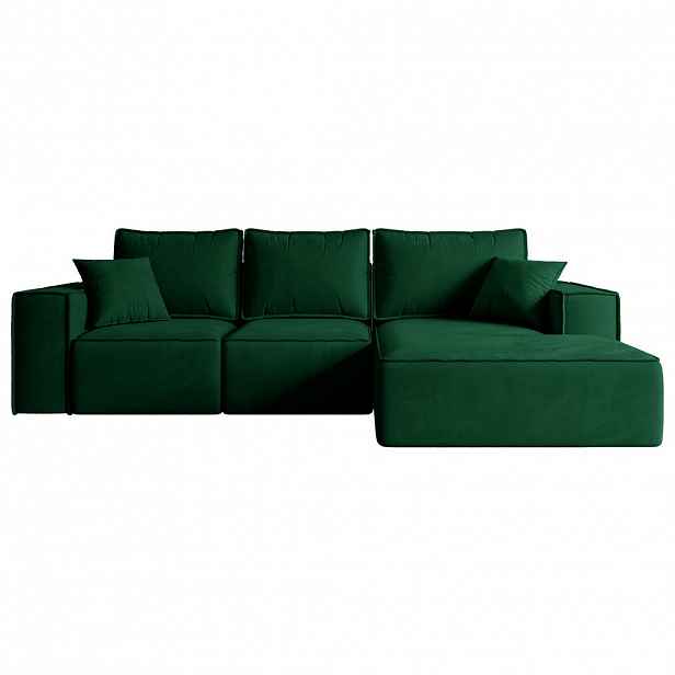 ALTDECOR ROHOVÁ SEDACÍ SOUPRAVA s funkcí lůžka a úložným prostorem SERRA-L-S – 266x161x87 cm, zelený velur