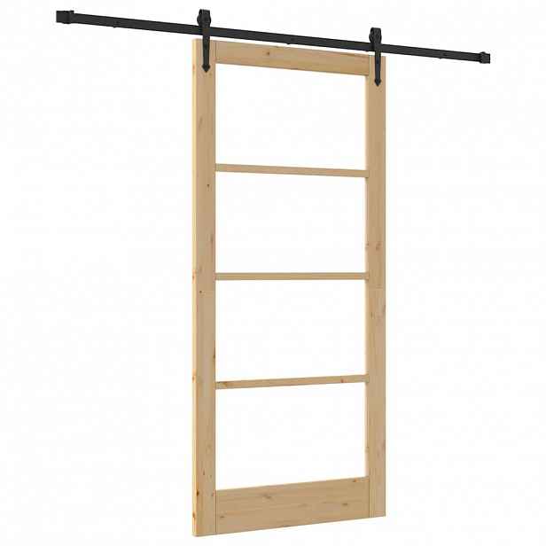 vidaXL Posuvné dveře ORKDAL 93 x 202 cm Masivní borové dřevo a sklo