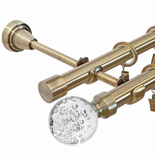 Dvojitá Garnýž Kovová Starožitné Zlato 19 MM 300 cm Kulička Buble