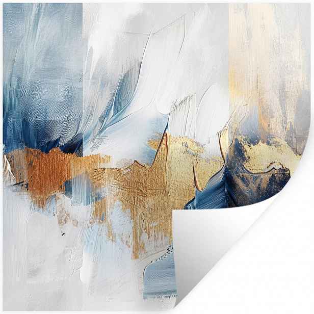 MuchoWow SAMOLEPKA NA ZEĎ Zlatá - modrá - akvarel - umění - moderní 50x50 cm