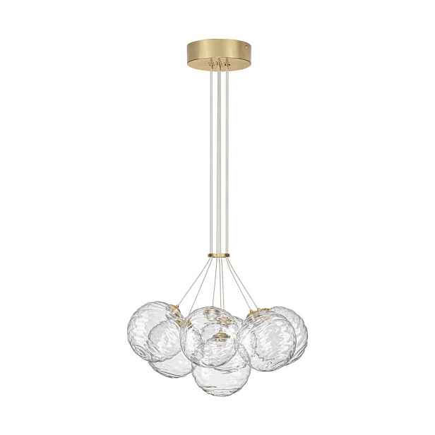 Skleněné LED stmívatelné závěsné svítidlo v mosazné barvě ø 42 cm Blazik – Nova Luce