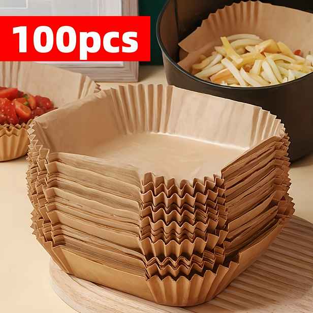TEMU 100 ks Papír do fritézy Univerzální kompatibilní s troubou Mikrovlnná trouba Nepřilnavý papír na pečení Bez povrchové úpravy Odolný vůči vysokým