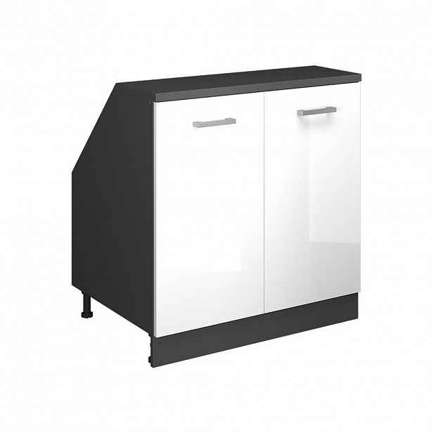 Vicco ŠIKMÁ SKŘÍŇ Rion Bílá vysoký lesk 80 x 81.6 cm se 2 dveřmi, korpus skříně hloubka 60 cm