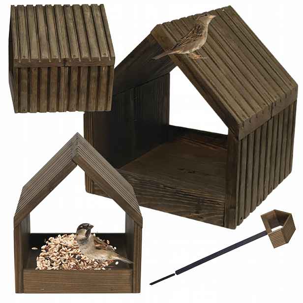 Krmítko pro ptáky dřevěné impregnované Eko 117x24x22 cm zahradní domek