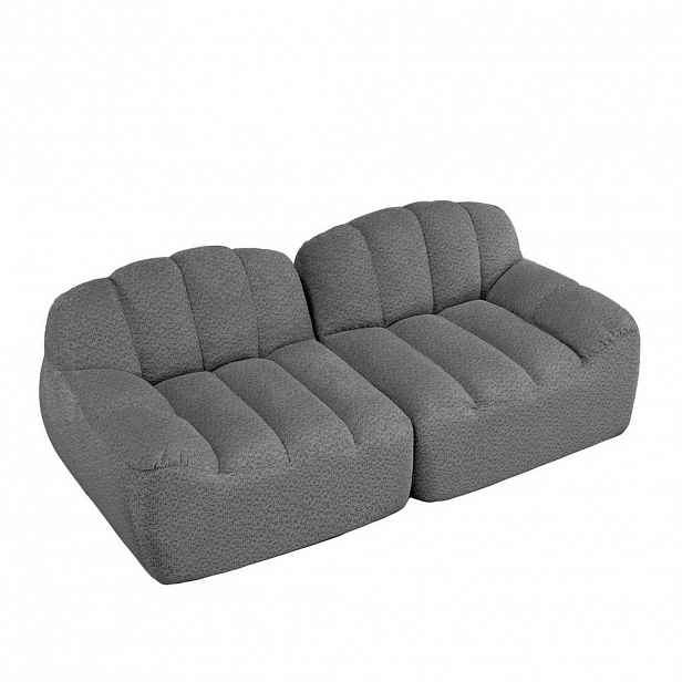 Modfu MODULÁRNÍ pohovka z granulovaného fleecu 210x104x79 cm šedá bez montáže ergonomická