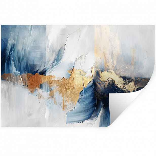 MuchoWow SAMOLEPKA NA ZEĎ Zlatá - modrá - akvarel - umění - moderní 120x80 cm