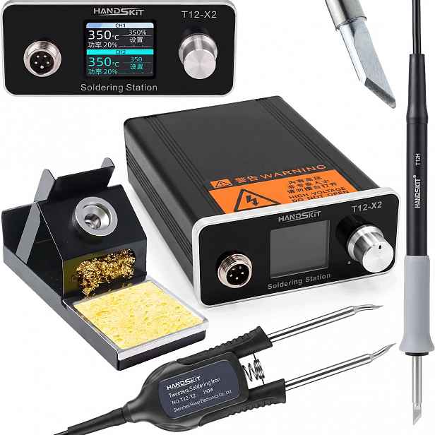 Pájecí Stanice T12-X2 72W 2V1 Páječka Termo Pinzeta Tft Hrot T12-K