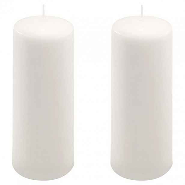 Sada sloupových svíček, 20 cm, Ø 7,5 cm, bílá, 2 ks